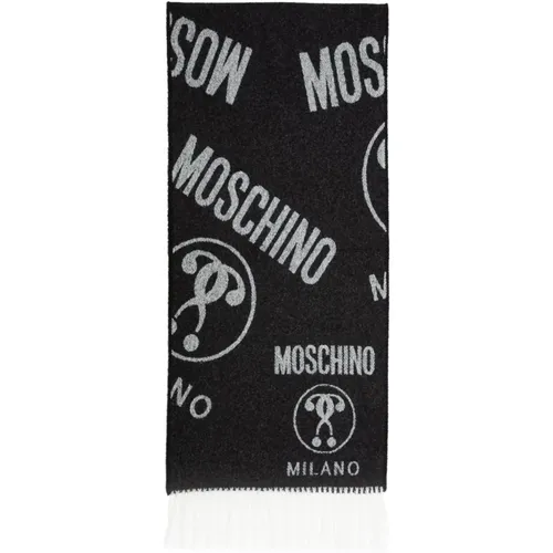 Logo Fringed Wool Scarf , male, Sizes: ONE SIZE - Moschino - Modalova