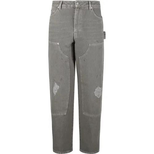 Olivgrüne Distressed-Effekt Hose , Herren, Größe: S - Golden Goose - Modalova