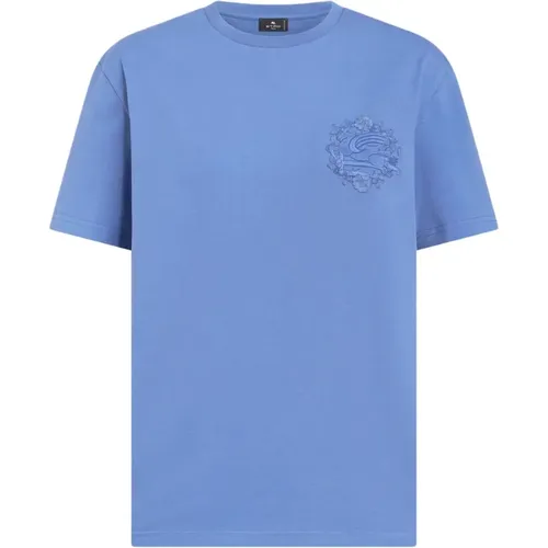 Casual Blaues T-Shirt mit Kurzen Ärmeln , Damen, Größe: L - ETRO - Modalova