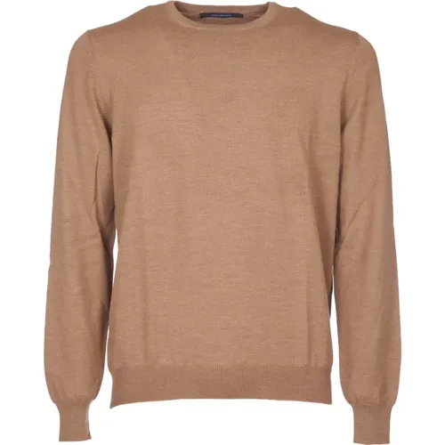 Camel Knitwear Sweater Crew Neck , male, Sizes: 2XL - Tagliatore - Modalova