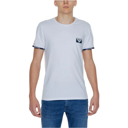 Weißes Baumwoll T-Shirt Kurze Ärmel Männer , Herren, Größe: L - Emporio Armani - Modalova