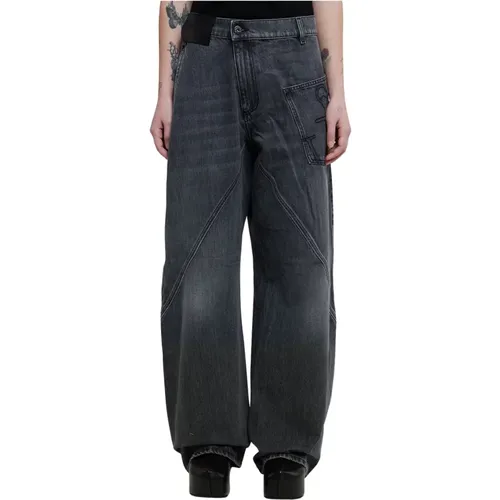 Twisted Worker Grey Denim Jeans , male, Sizes: W32, W34, W36 - JW Anderson - Modalova