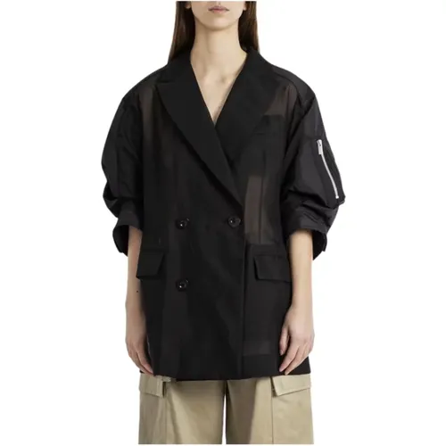 Voile and taffeta jacket , female, Sizes: L, M - Sacai - Modalova