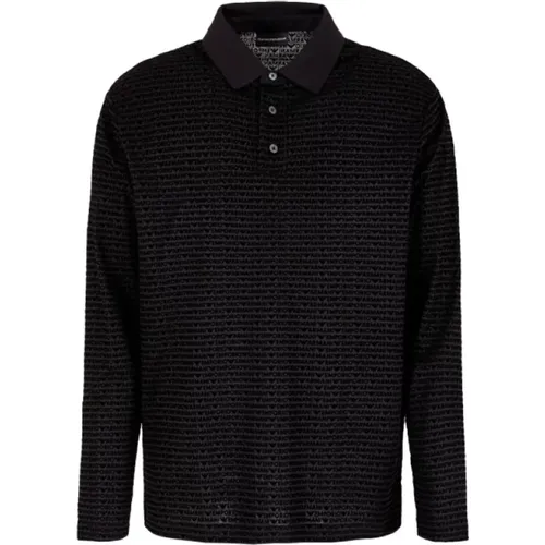 Langarm Logo Flocked Polo , Herren, Größe: M - Armani - Modalova