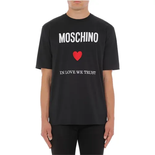 Schwarze T-Shirts und Polos , Herren, Größe: M - Moschino - Modalova