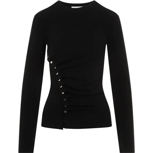 Schicker Schwarzer Top mit Knopfdetails , Damen, Größe: 2XS - Paco Rabanne - Modalova