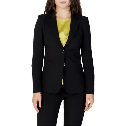 Schwarzer Knopf-Front Revers Blazer Damen , Damen, Größe: 4XL - Sandro Ferrone - Modalova