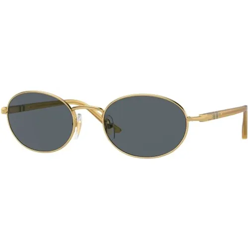 Gold frame with blue lenses , unisex, Sizes: 55 MM, 52 MM - Persol - Modalova