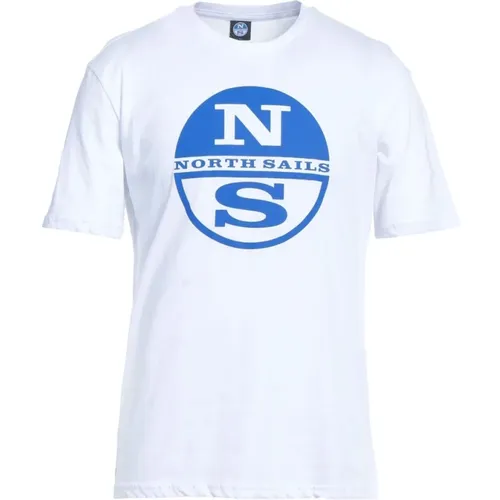 Weiße Baumwoll Logo Print T-shirt , Herren, Größe: M - North Sails - Modalova