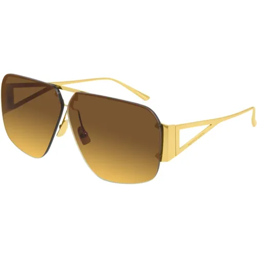 Gold/Orange Getönte Sonnenbrille , unisex, Größe: 67 MM - Bottega Veneta - Modalova