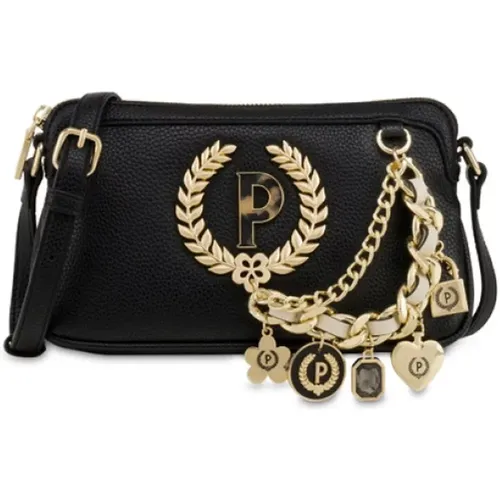 Logo Shoulder Bag with Chain and Charms , female, Sizes: ONE SIZE - Pollini - Modalova