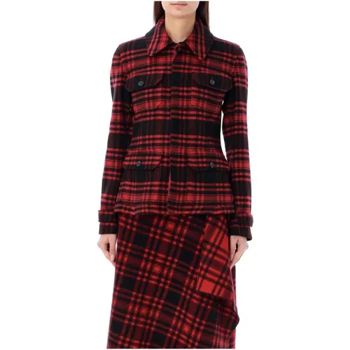 Plaid Wool Twill Utility Jacket , female, Sizes: 2XS - Ralph Lauren - Modalova
