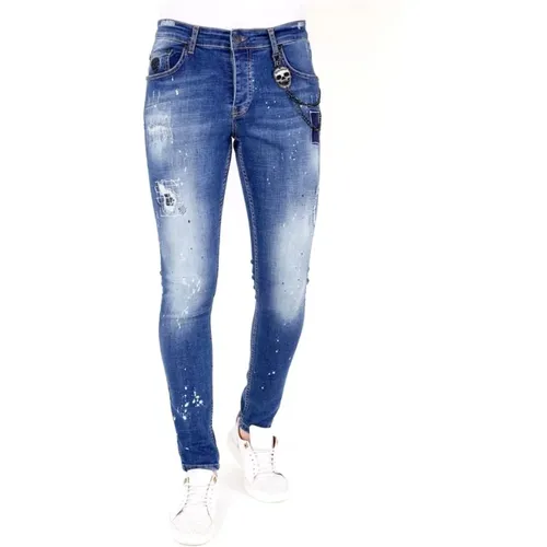 Jeans with bleached splatter - 1035 , male, Sizes: W34, W32, W31 - Local Fanatic - Modalova