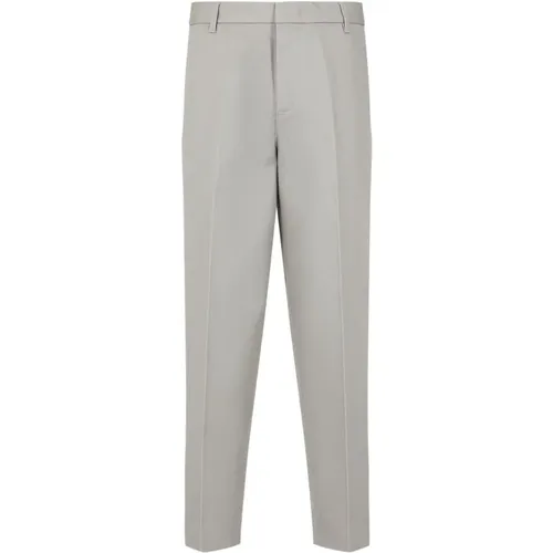 Grey Twill Trousers with Tapered Leg , male, Sizes: 2XL, M - Emporio Armani - Modalova