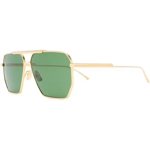 Gold Sunglasses with Original Accessories , male, Sizes: 60 MM - Bottega Veneta - Modalova