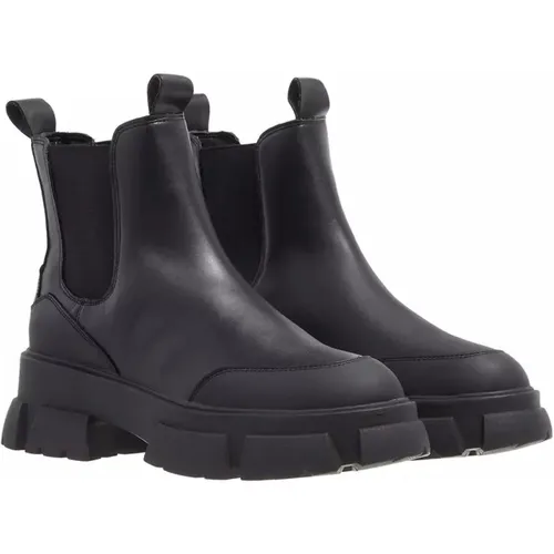 Schwarze Leder-Plateaustiefel , Damen, Größe: 38 EU - Steve Madden - Modalova