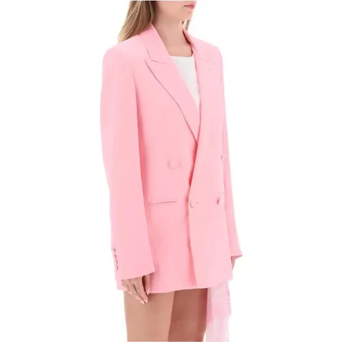 Doppelreihiger Blazer mit Satin-Finish , Damen, Größe: S - MSGM - Modalova