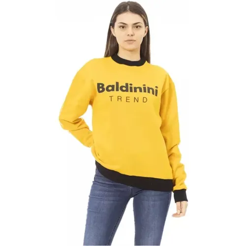 Gelber Hoodie mit Logo , Damen, Größe: L - Baldinini - Modalova