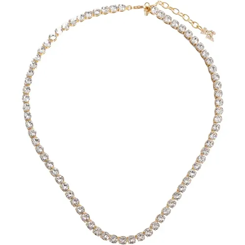 Gold Chrome Crystal Tennis Necklace , female, Sizes: ONE SIZE - Amina Muaddi - Modalova