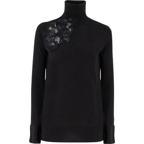 Blumige Spitzen-Turtleneck-Pullover - Ermanno Scervino - Modalova