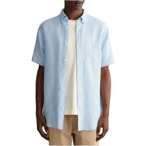 Linen Short Sleeve Shirt , male, Sizes: L, XL, S, M - Gant - Modalova