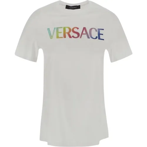 Embroidered Logo T-Shirt , female, Sizes: 2XS, XS - Versace - Modalova