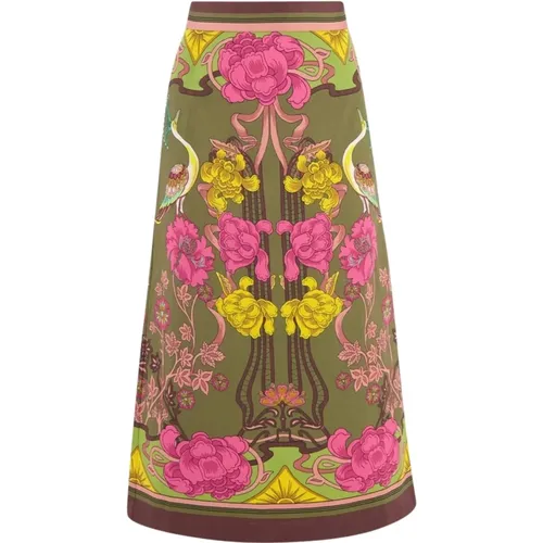 Floral-Print Midi Skirt , female, Sizes: XS - La DoubleJ - Modalova