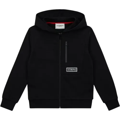 Kids - sweatshirt with hood, zip and logo - Iceberg - Modalova