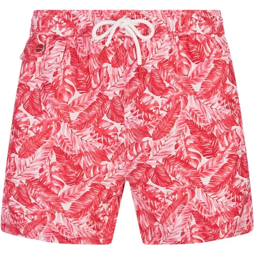 Strandshorts mit rosa Blätterprint , Herren, Größe: L - Kiton - Modalova