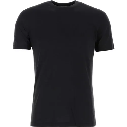 Schwarzes Lyocell-Mix T-Shirt,Schwarzes T-Shirt & Polo Kollektion AW24,Casual Baumwoll T-Shirt für Männer - Tom Ford - Modalova