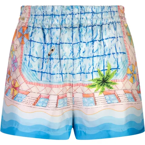 Silk Shorts with Pool Artwork , female, Sizes: XS - Casablanca - Modalova