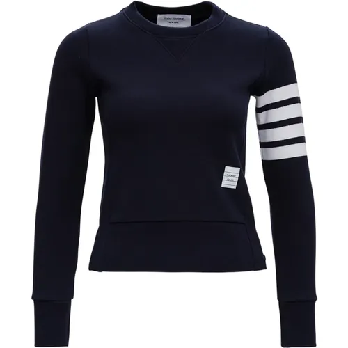 Blaues Crew Neck Sweatshirt mit 4bar Print , Damen, Größe: XS - Thom Browne - Modalova