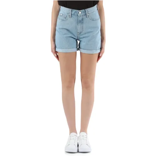 Denim Mom Fit Shorts with Five Pockets , female, Sizes: W26, W25, W29, W28, W27 - Calvin Klein Jeans - Modalova