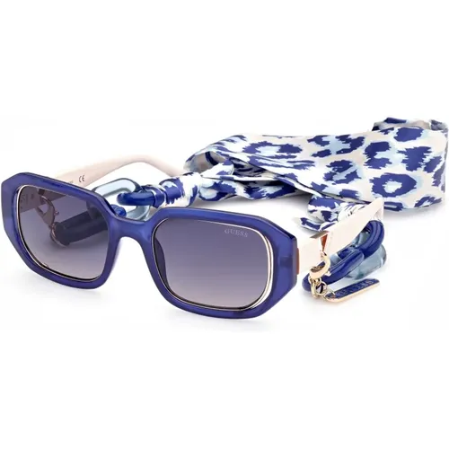 Stilvolle Gradient Blaue Sonnenbrille , Damen, Größe: 53 MM - Guess - Modalova