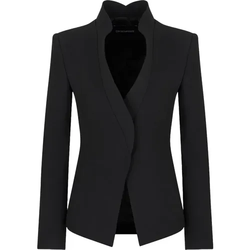 Schwarzer Cady Crepe Blazer , Damen, Größe: L - Emporio Armani - Modalova