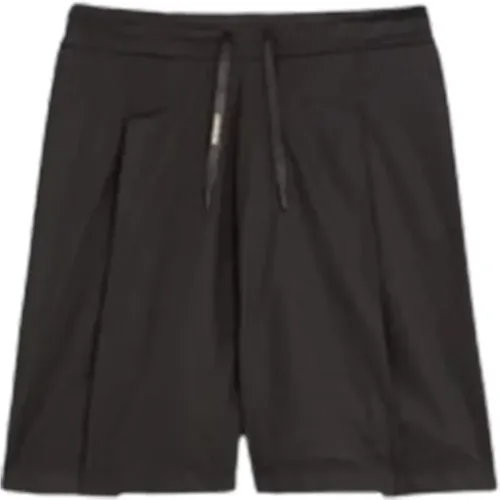 Schwarze Popeline Bermuda Shorts mit Falten , Herren, Größe: L - A Paper Kid - Modalova
