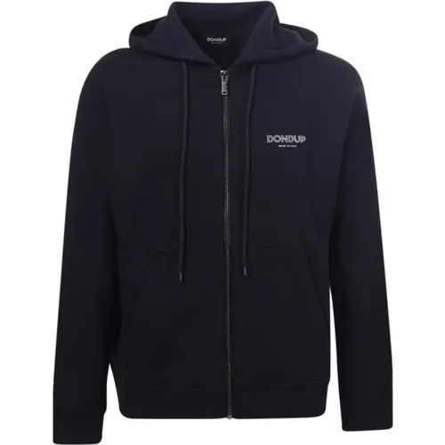 Schwarzer Hoodie mit Reißverschluss und Logo - Dondup - Modalova