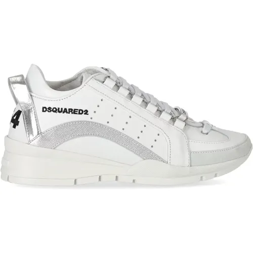 Legendärer Weiß Silber Perforierter Sneaker , Damen, Größe: 40 EU - Dsquared2 - Modalova