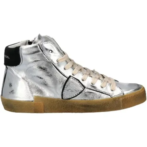 Vintage Pop High Top Sneakers in Silver , female, Sizes: 7 UK - Philippe Model - Modalova