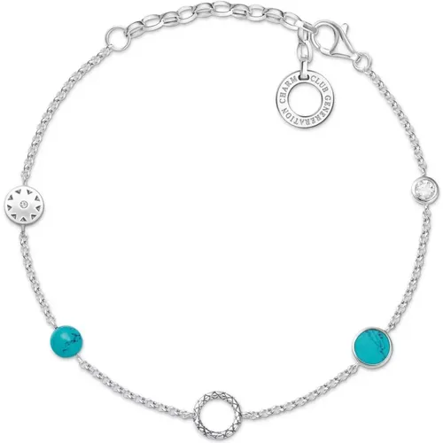 Sterling Silver Turquoise Bracelet with Zirconia , female, Sizes: ONE SIZE - Thomas Sabo - Modalova