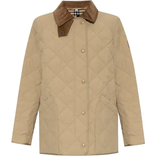 Quilted Jacket with Corduroy Collar , female, Sizes: XL, L, XS - Burberry - Modalova