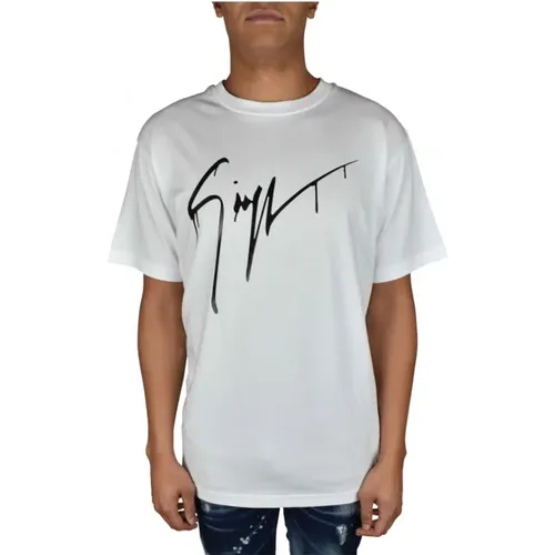 Weiße Baumwoll-T-Shirt mit Grafischem Logo , Herren, Größe: L - giuseppe zanotti - Modalova