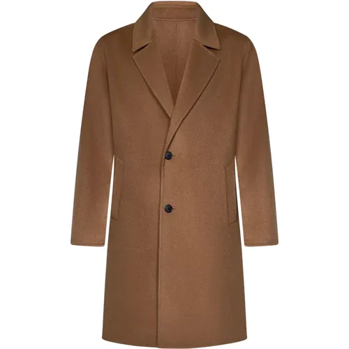 Camel Wool Coat Classic Lapels , male, Sizes: L, S, XL - Low Brand - Modalova