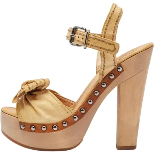 Pre-owned Leather sandals , female, Sizes: 2 1/2 UK - Miu Miu Pre-owned - Modalova