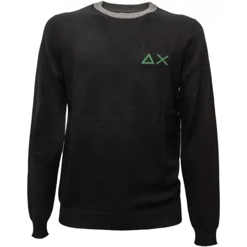 Mens Sweater with Ribbed Crew Neck and Long Sleeves , male, Sizes: M, XL - Sun68 - Modalova