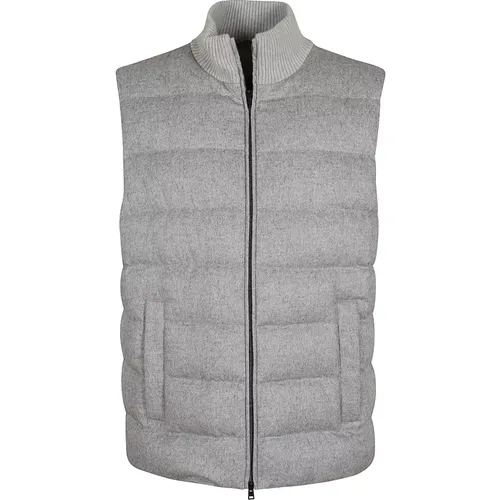 Luxurious Grey Cashmere Silk Waistcoat , male, Sizes: XL, 2XL, L - Herno - Modalova