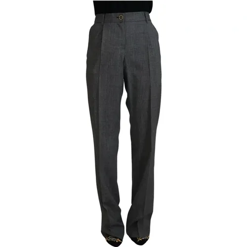 High-Waist Plaid Virgin Wool Pants , female, Sizes: XS - Dolce & Gabbana - Modalova