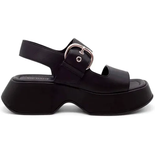 Schwarze Ledersandalen mit weichen Riemen , Damen, Größe: 38 1/2 EU - Vic Matié - Modalova