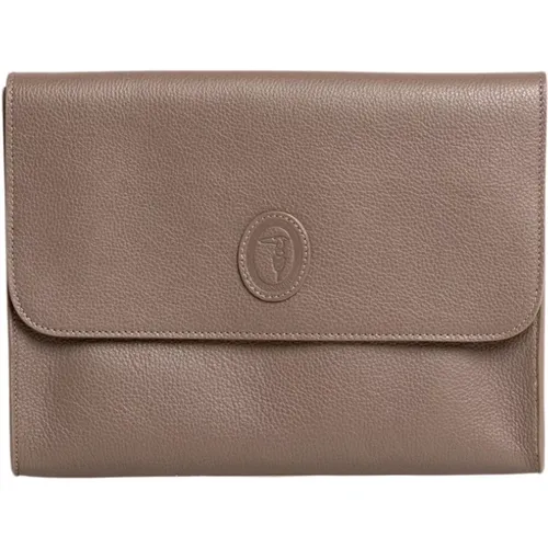 Stylish Pochette with Magnetic Button Closure , unisex, Sizes: ONE SIZE - Trussardi - Modalova