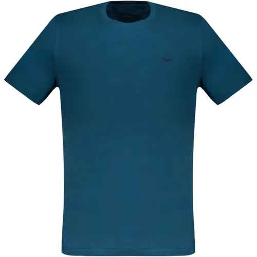 T-Shirt Kurze Ärmel Herren Blau , Herren, Größe: L - Harmont & Blaine - Modalova